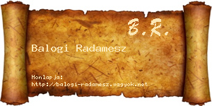 Balogi Radamesz névjegykártya